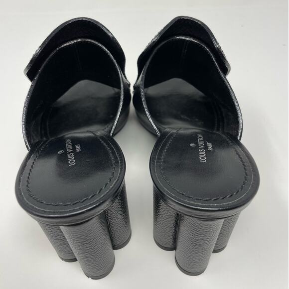 Louis Vuitton Indiana Mule Black Leather Slip On Open Toe Heel Sandal EU 37 - Picture 4 of 12